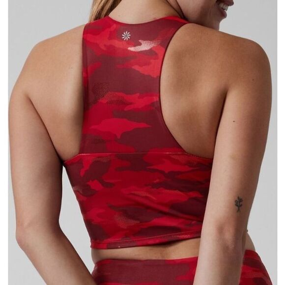 Athleta 984617-00-2 Women's Sz XS Red Luxe Camo Ultimate Printed Crop Top D-DD - Picture 8 of 8